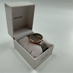Nine West Women’s Two-Tone Mesh Watch – Silver Band, Rose Gold Accents, NIB
